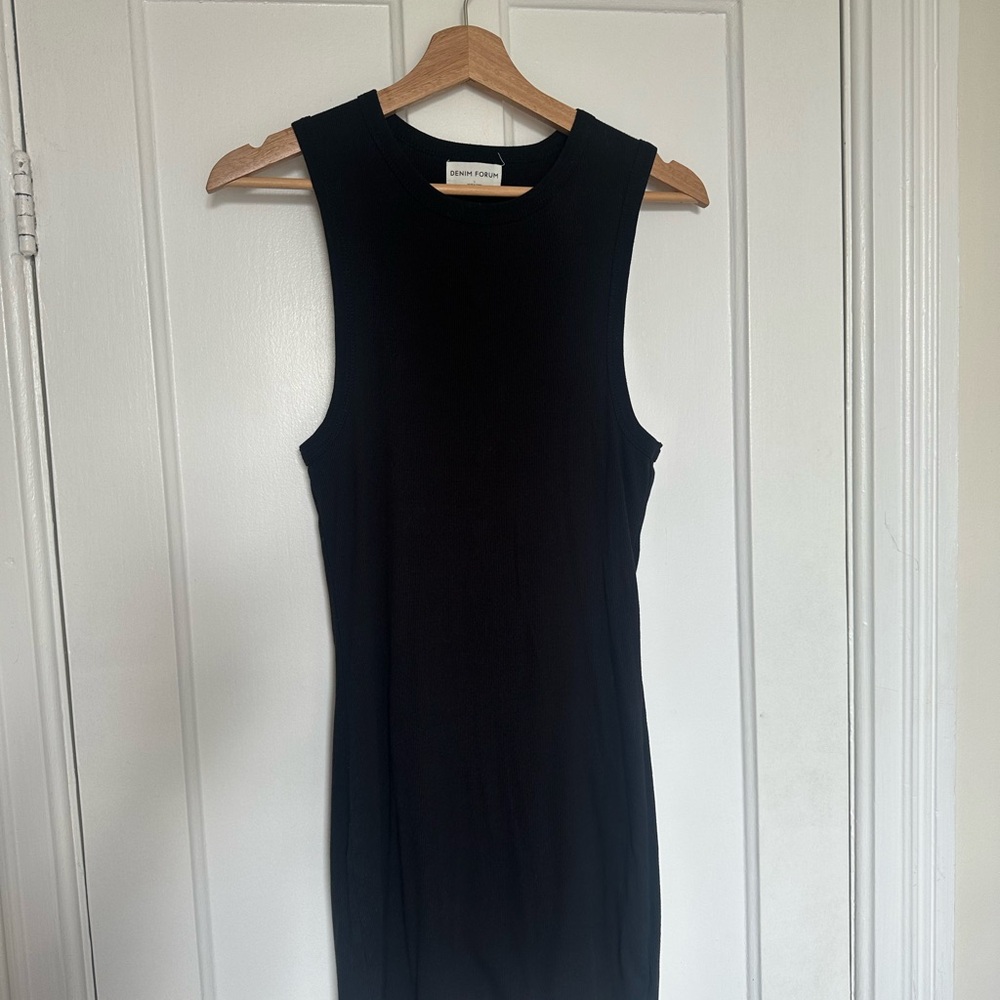 Denim Forum Black Ribbed Mini Tank Dress